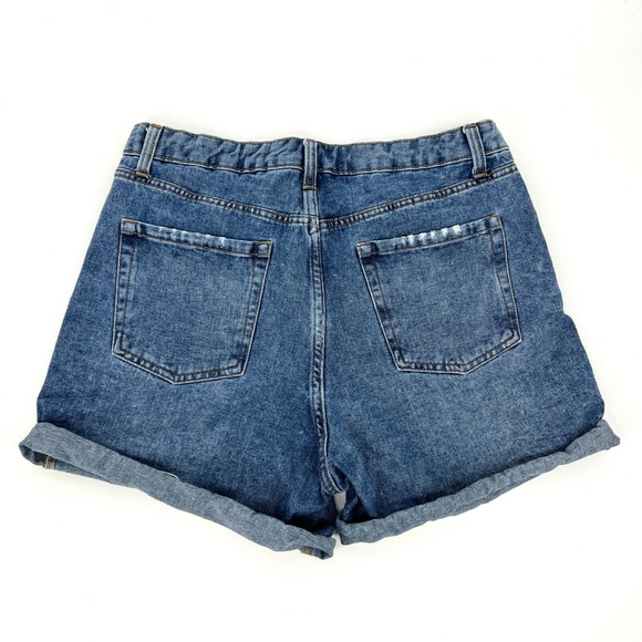 Wild Fable Denim Shorts Womens Size 12 Blue Jean High Rise Bermuda Distressed - Picture 6 of 8